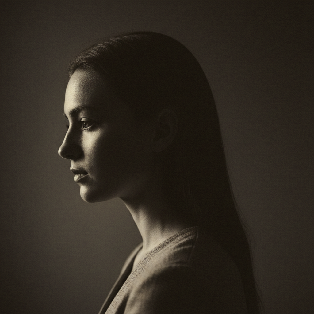 Maya Chen — profile portrait in soft side light